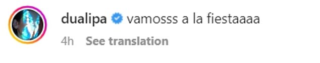 Having a blast! In her caption, she wrote: 'Vamosss a la fiestaaaa,' which translates from Spanish to, 'Let's go to the party'